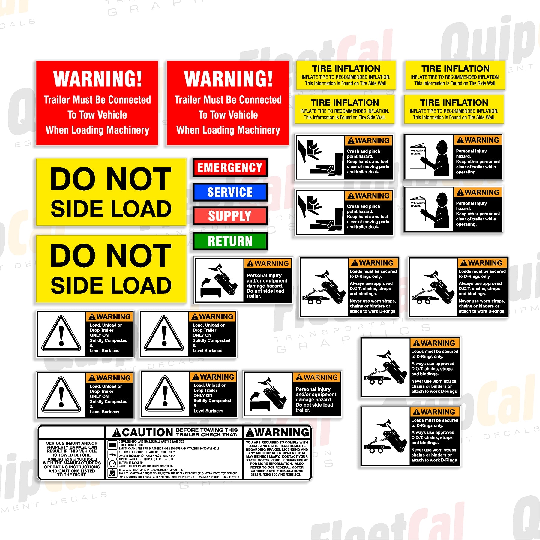 Rogers Tag Trailer Safety Decal Set – Truck And Equipment Decals