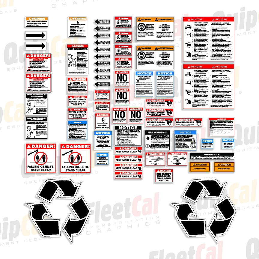 Bandit Horizontal Grinder Safety Decal Set