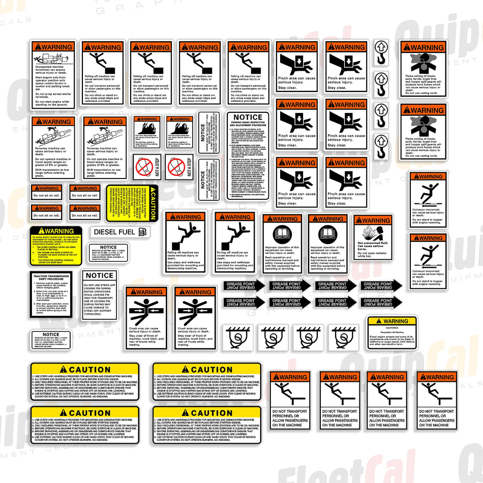 Blaw Knox, Ingersoll Rand, Volvo Paver Safety Decal Set