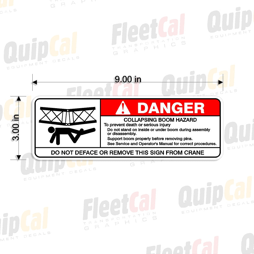 Boom Crushing Hazard Decal