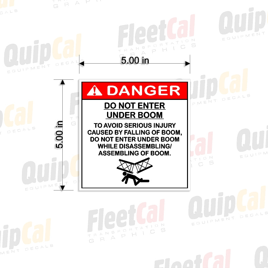 Boom Crush Hazard Safety Decal (QTY 10)