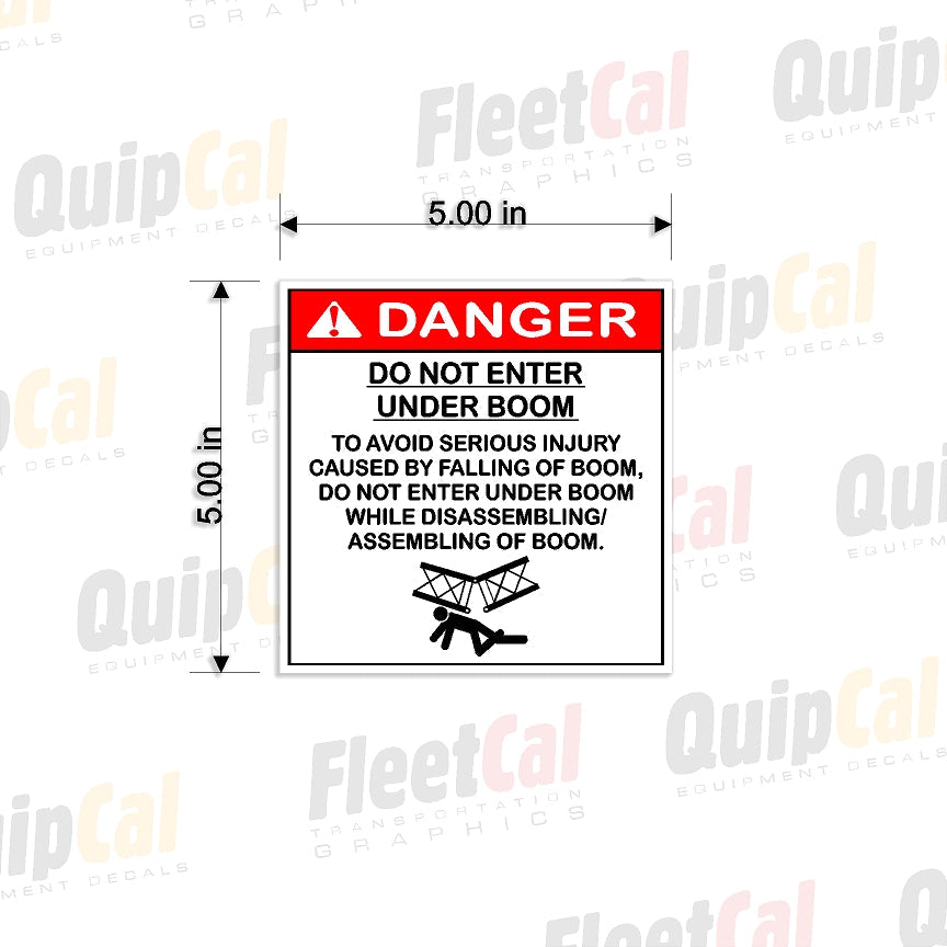 Boom Crush Hazard Safety Decal (QTY 4)