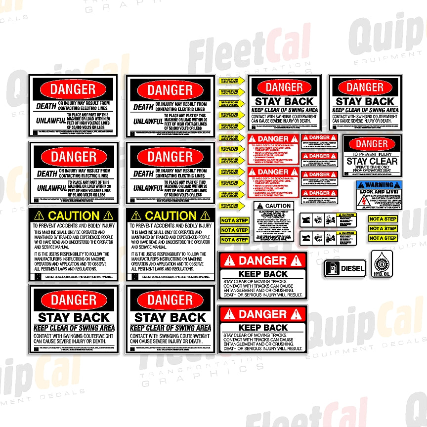 Bucyrus Erie Crawler Crane Dragline Safety Decal Set