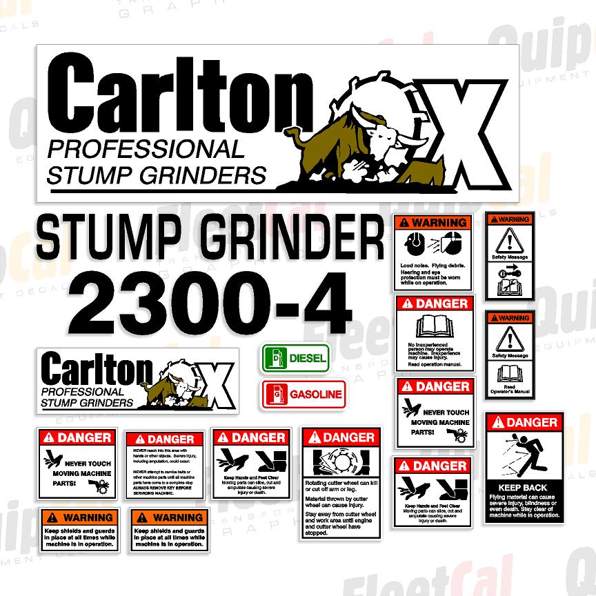 Carlton 2300-4 Stump Grinder Marking Decal Set