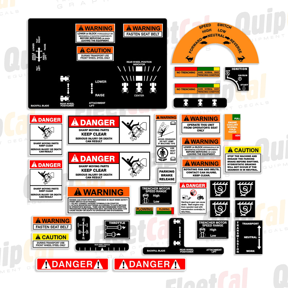 Trencher Safety & Control Decal Set