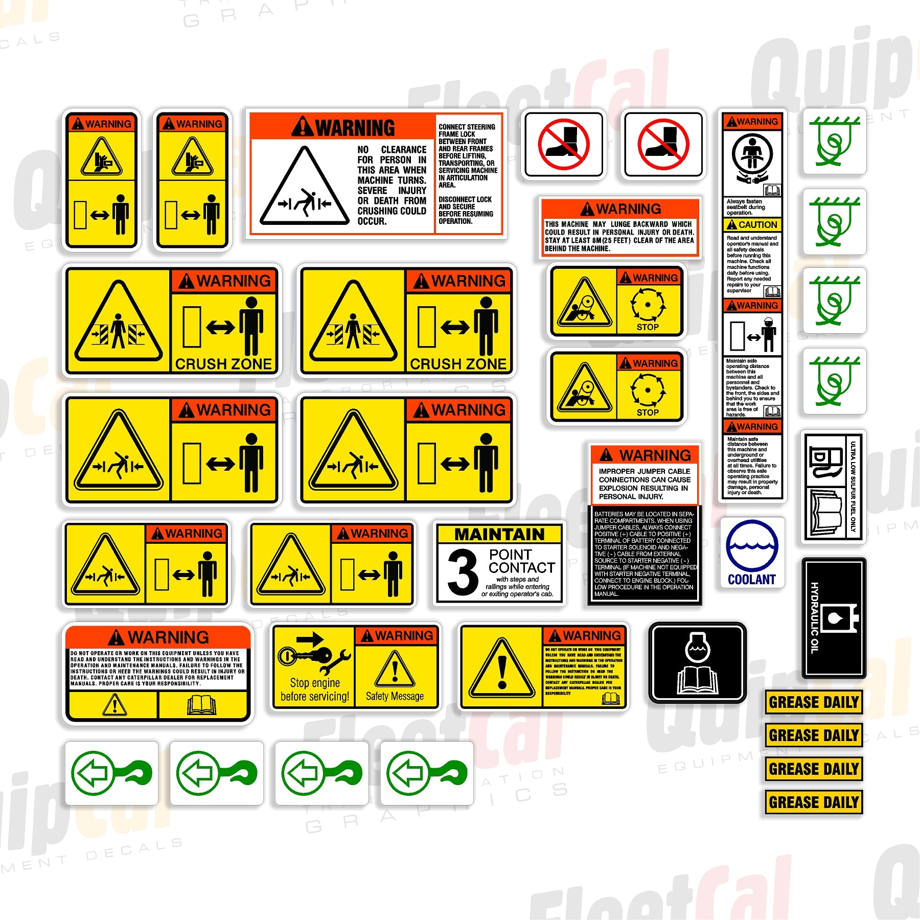 Cat Roller Compactor Safety Decal Set