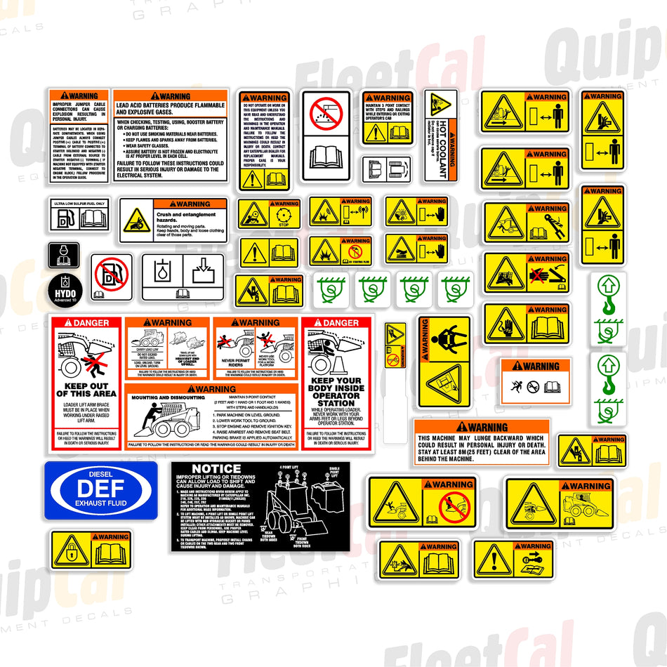 Cat Skid Loader Safety Decal Set