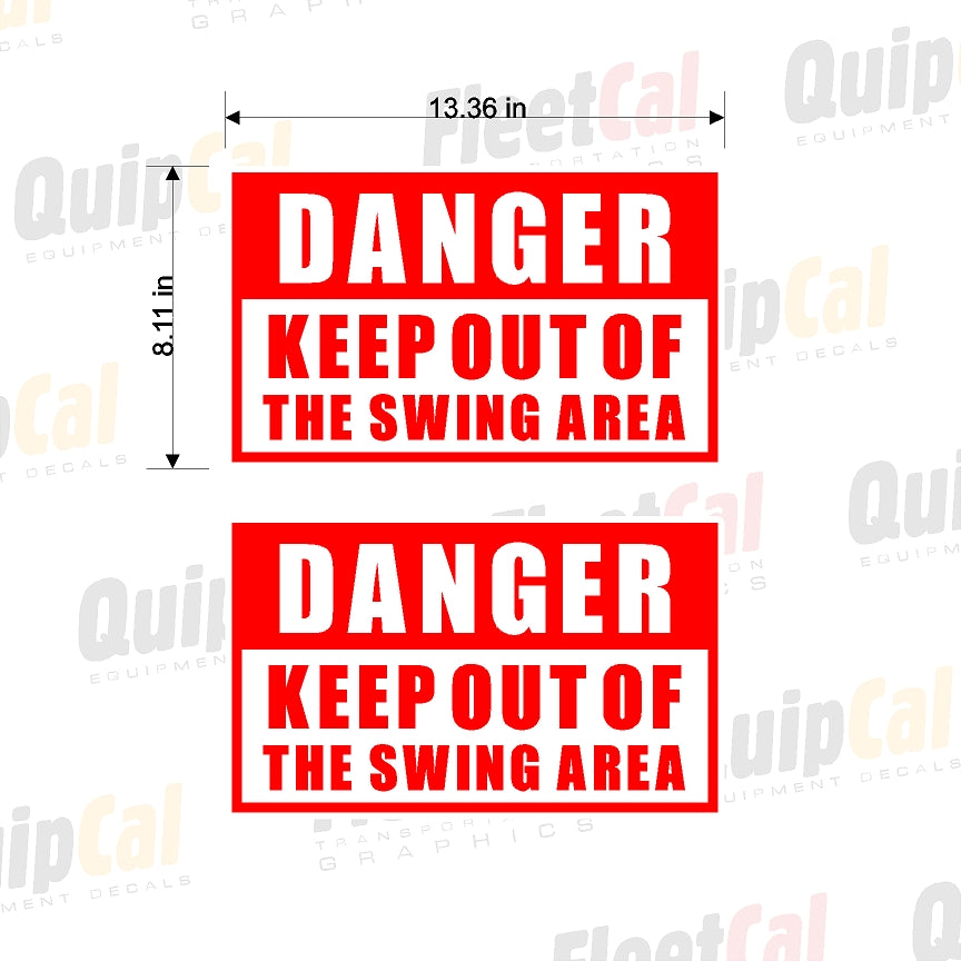 Counterweight Swing Warning - Universal 002 Safety Decal Set (1 PAIR)