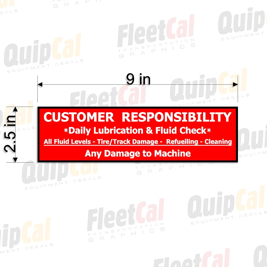 Customer Responsibility Decal 001 (QTY 50)