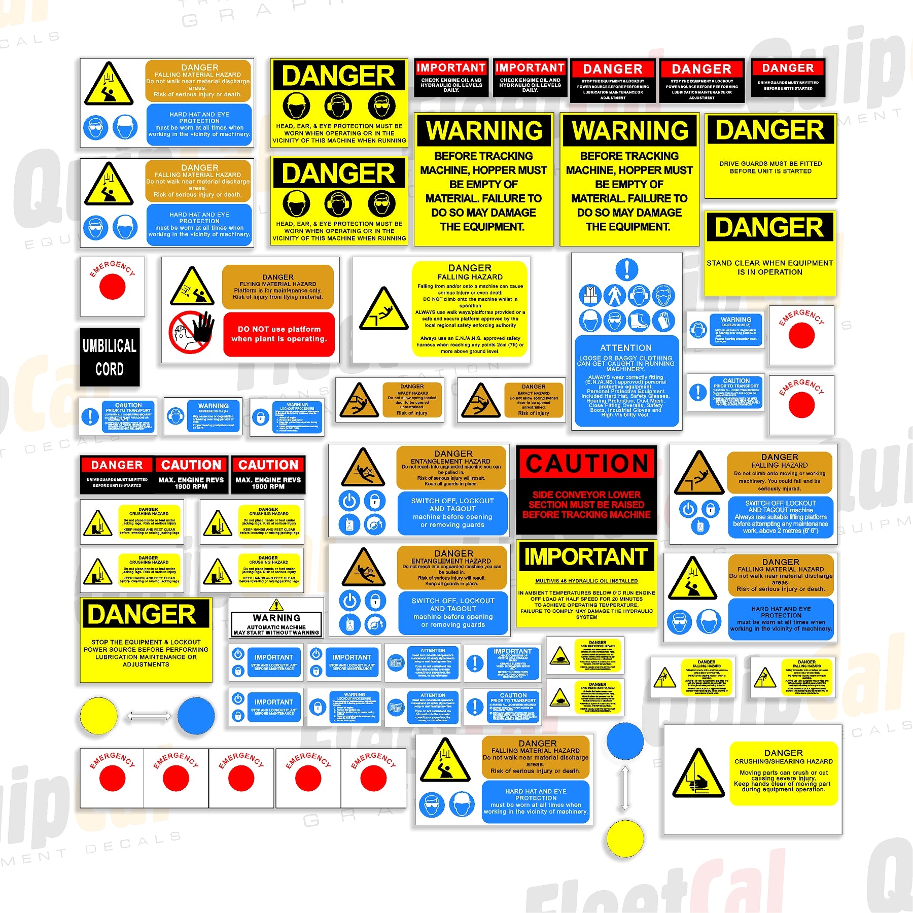 Extec Crusher Safety Decal Set