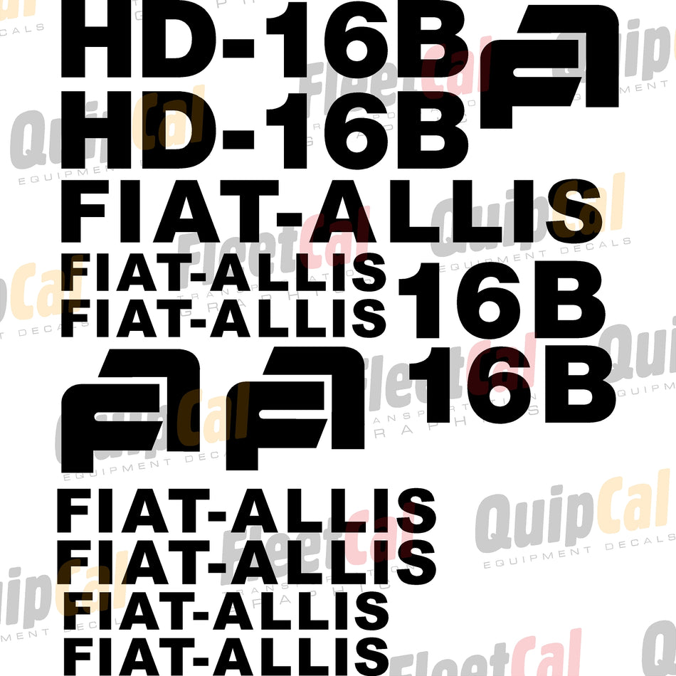 Fiat-Allis 16-B Marking Decal Set