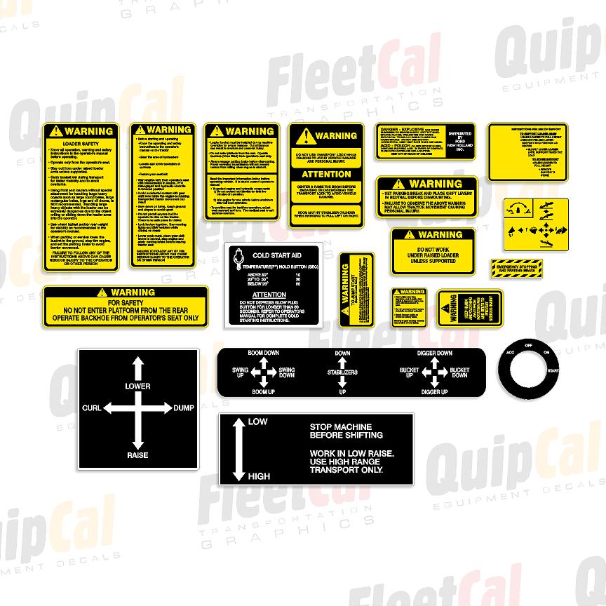 Ford D-Series Backhoe Safety Decal Set