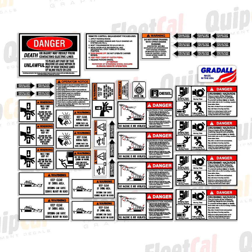 Excavator Decal Set