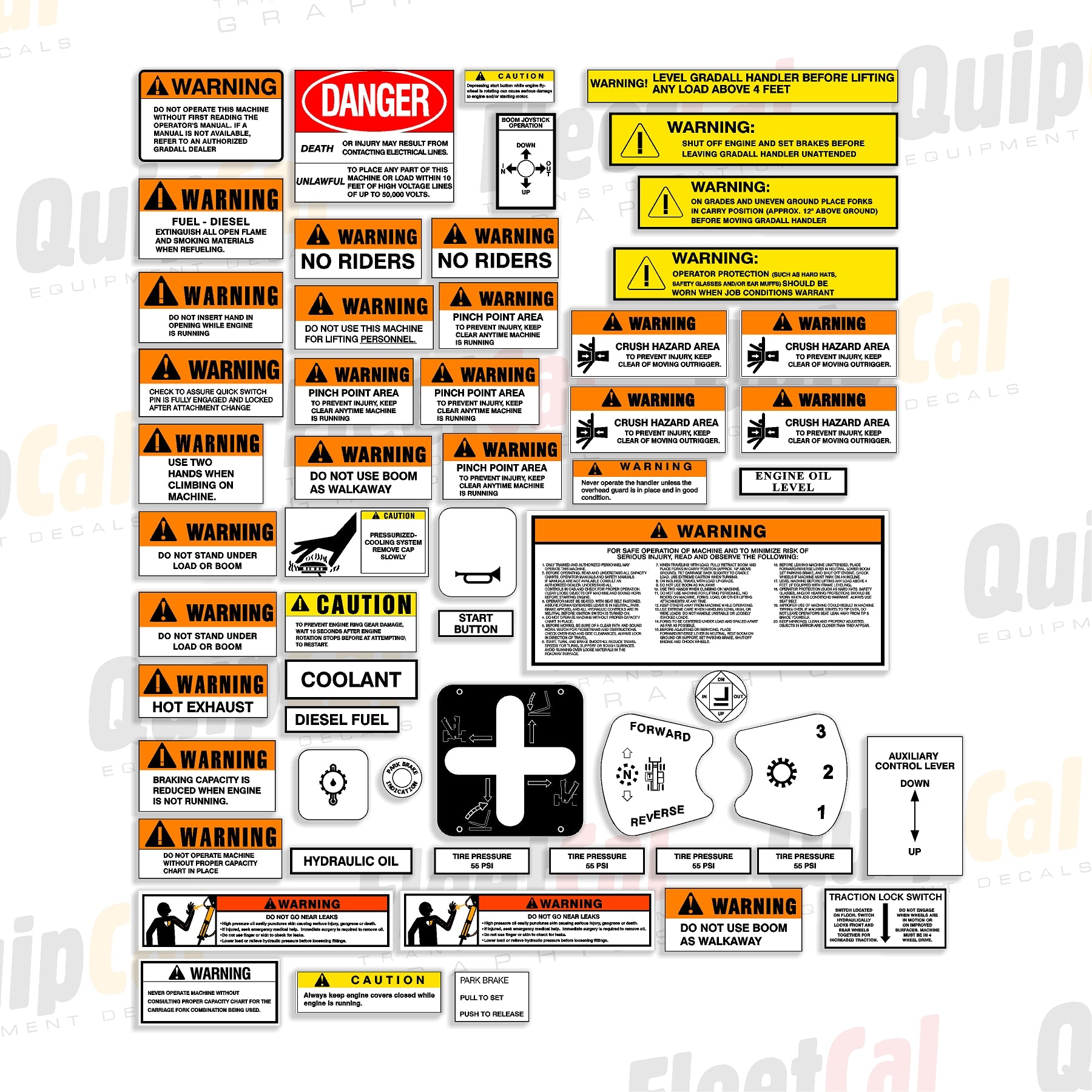 Gradall Telehandler Safety Decal Set – Truck and Equipment Decals