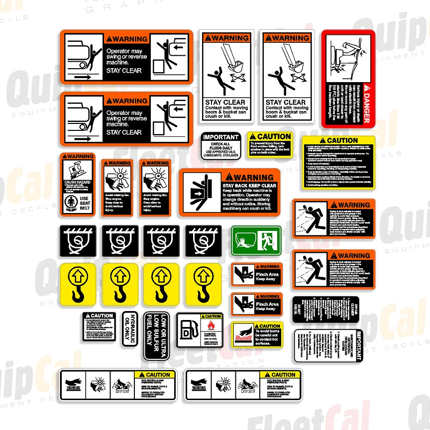 Hitachi Mid-Size Excavator Safety Decal Set