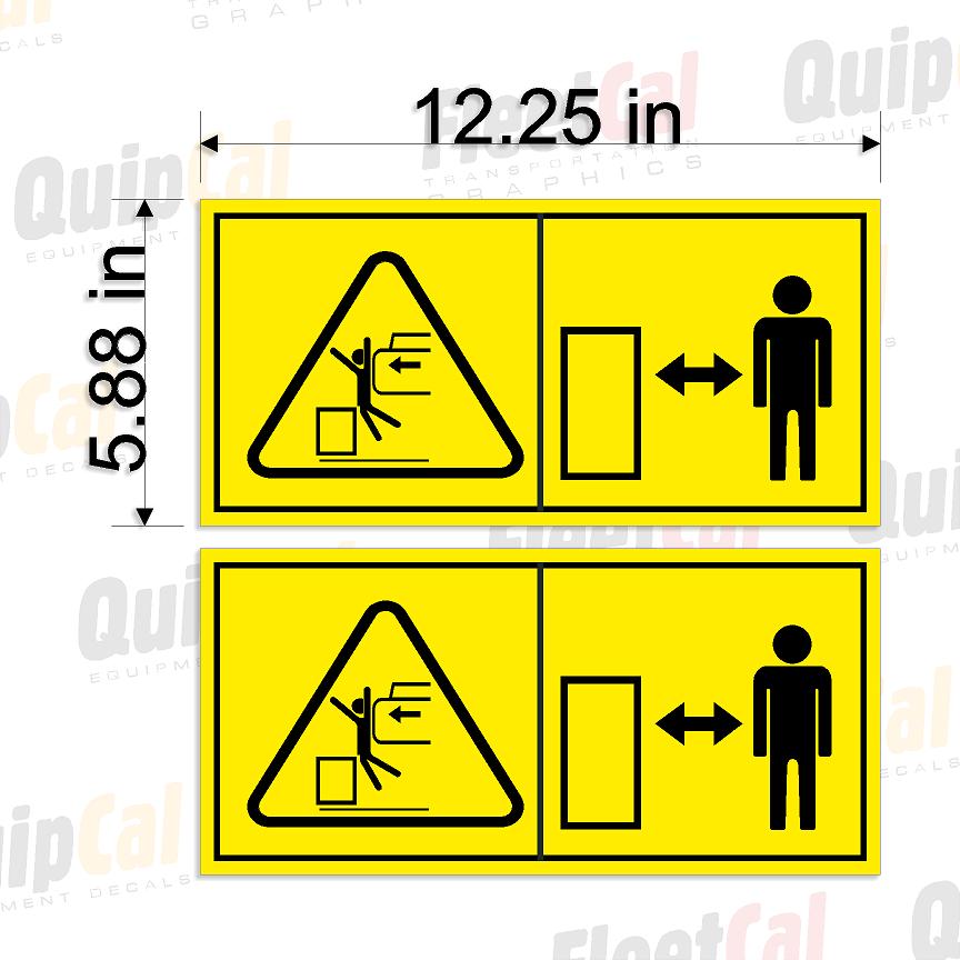 Hitachi Excavator Swing Warning Safety Decal Set 2005 and Newer (1 PAIR)