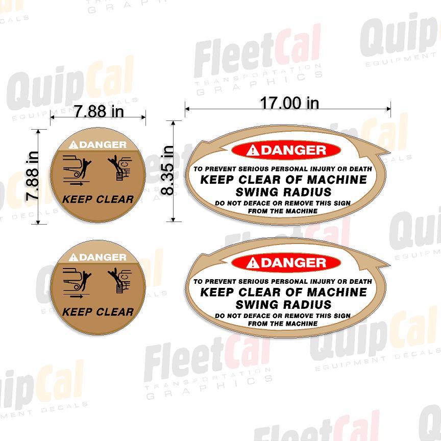 Hyundai Excavator Early Model Swing Warning Safety Decal Set (1 PAIR)