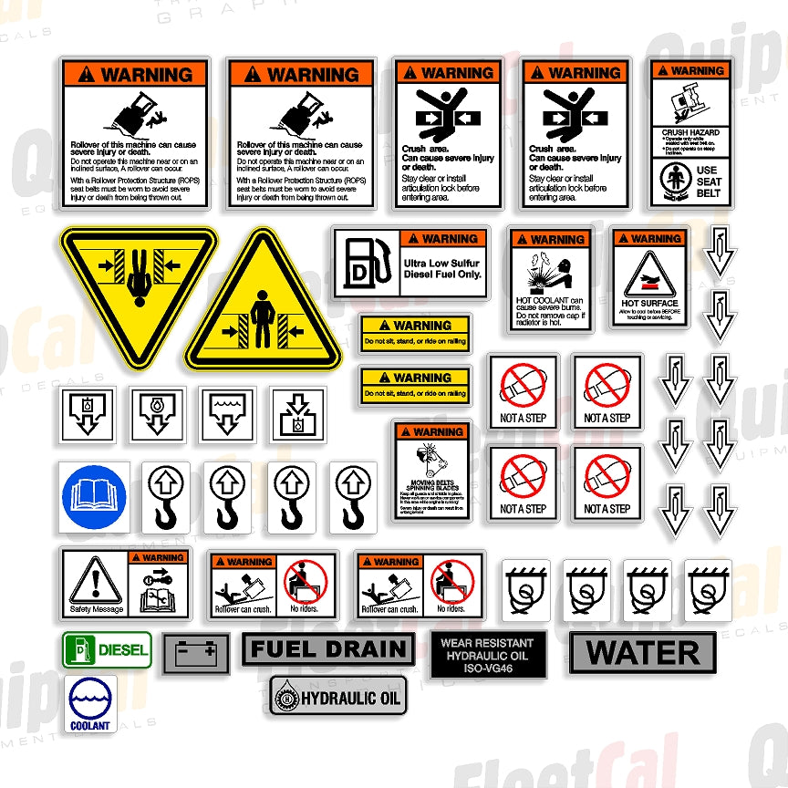 Ingersoll Rand Roller/Compactor Safety Decal Set