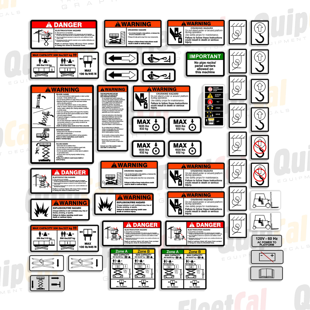 JLG Scissor Lift Safety Decal Set – Truck and Equipment Decals