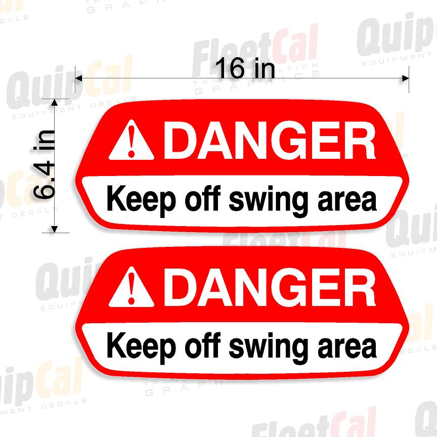 Komatsu Excavator Swing Warning Safety Decal Set (1 PAIR)