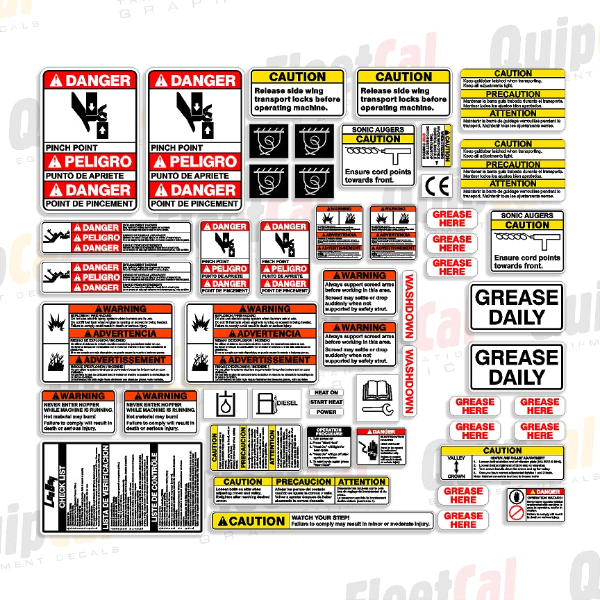 Safety & Warning Decals for Leeboy Paver