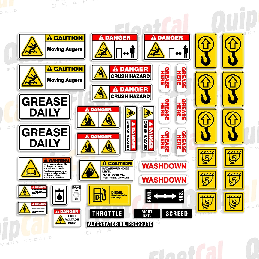 Mauldin Paver Safety & Warning Decal Set – Truck and Equipment Decals