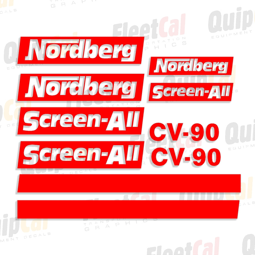 Nordberg CV-90 Shaker Screen Marking Decal Set – Truck and Equipment Decals