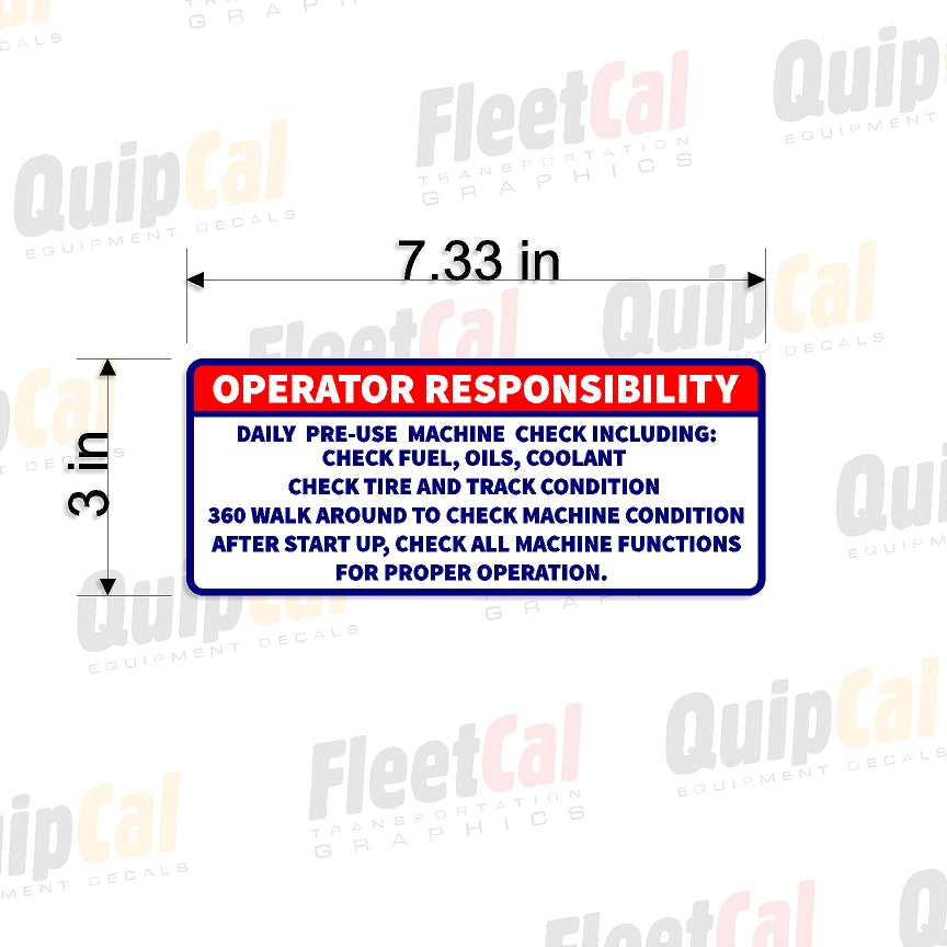 Operator Responsibility Decal 001 (QTY 10)