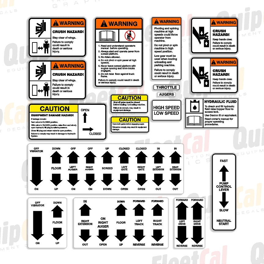 Safety & Warning Decals for Puckett Bros Paver