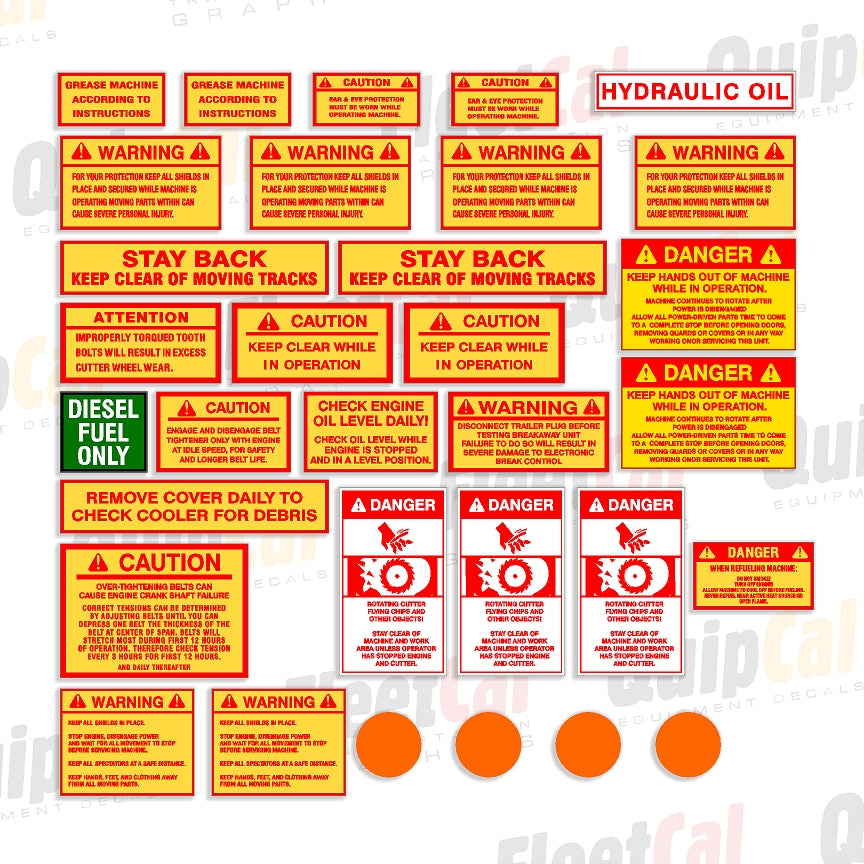 Rayco Crawler Grinder Safety Decal Set