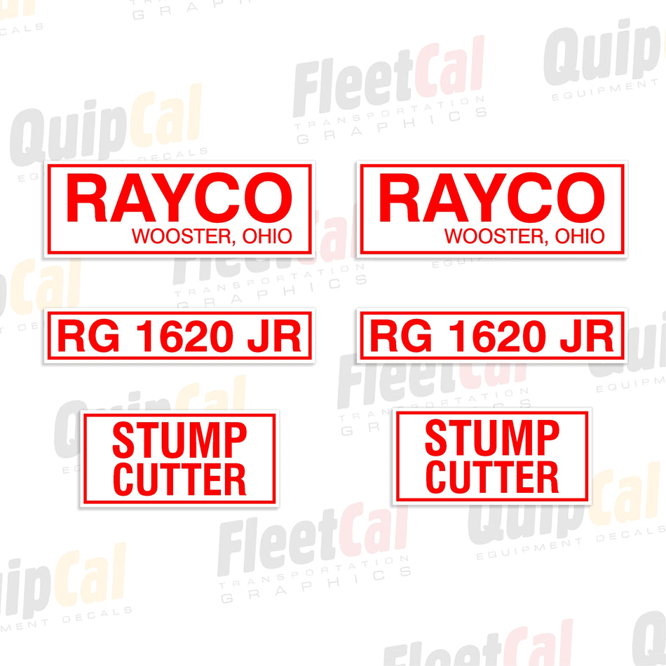 Rayco RG1620 Jr. Early Model Marking Decal Set