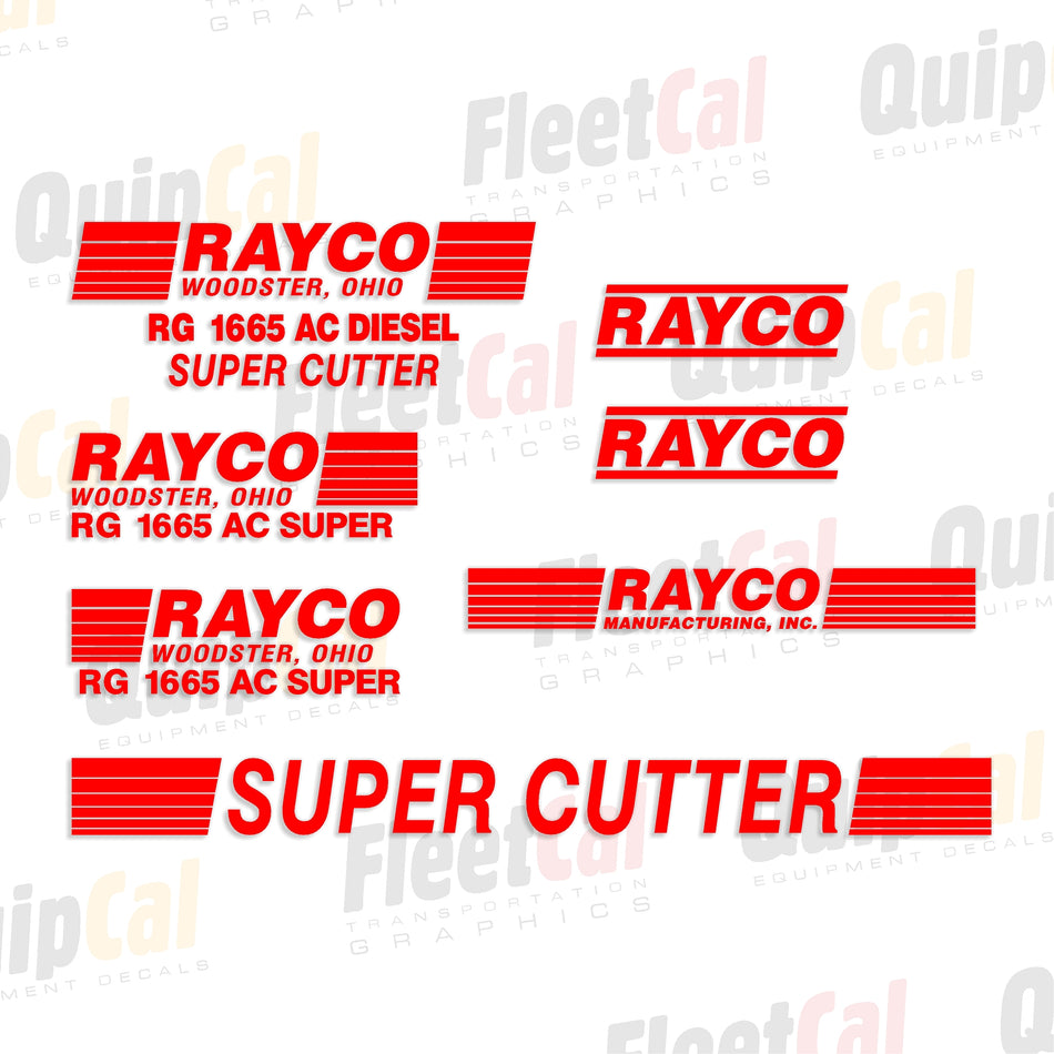 Rayco RG1665 AC Super Cutter Marking Decal Set