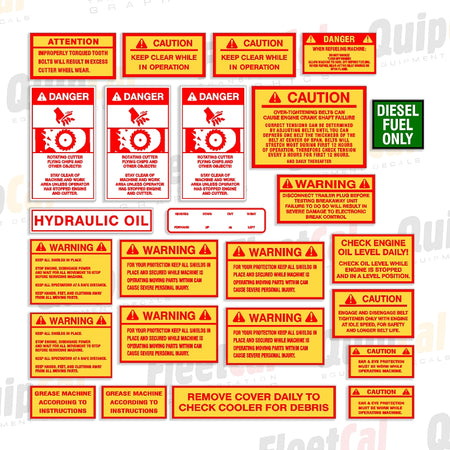 Rayco Stump Grinder Safety Decal Set