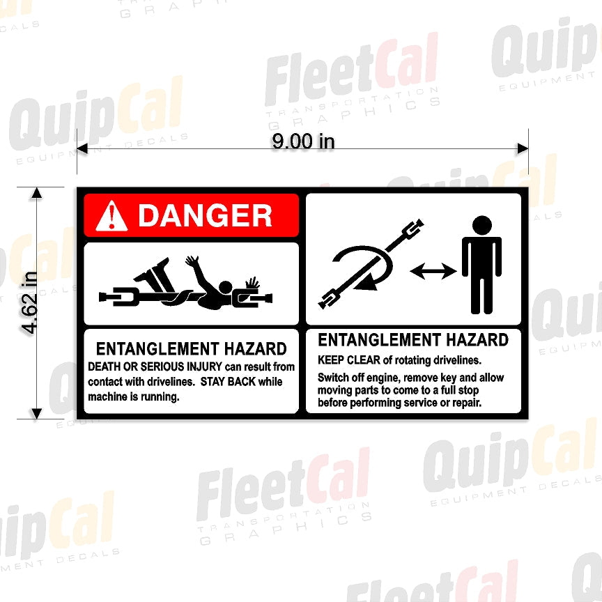 Driveline Entanglement Warning Decal