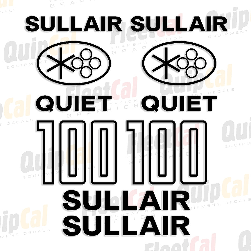 Sullair 100 Quiet Air Compressor Decal Set