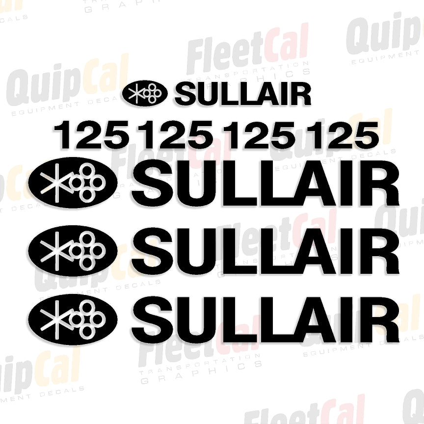 Sullair 125CFM Air Compressor Decal Set