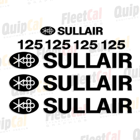 Sullair 125CFM Air Compressor Decal Set