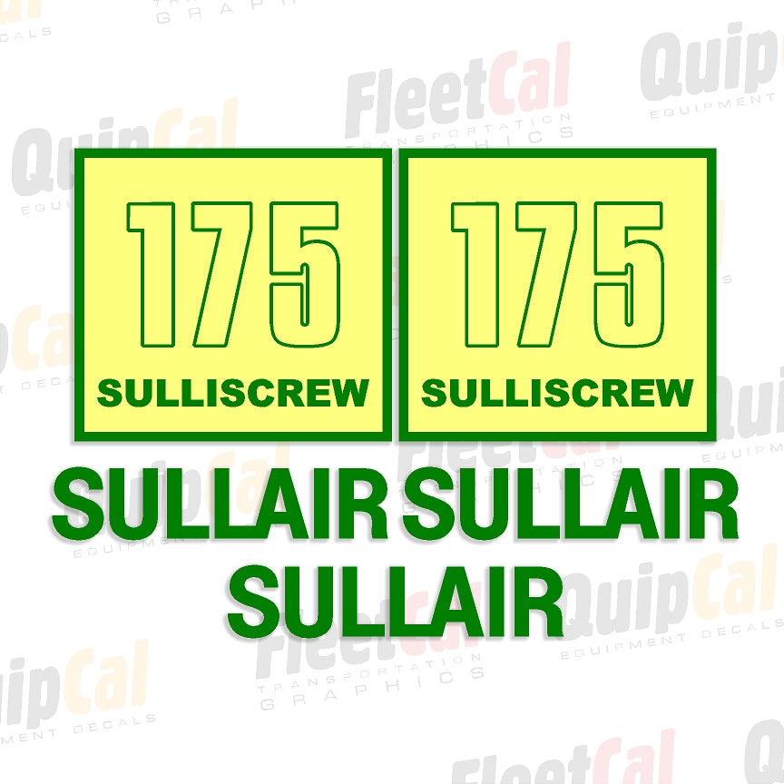 Sullair 175 Early Air Compressor Decal Set