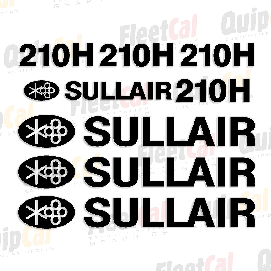 Sullair 210H Air Compressor Decal Set