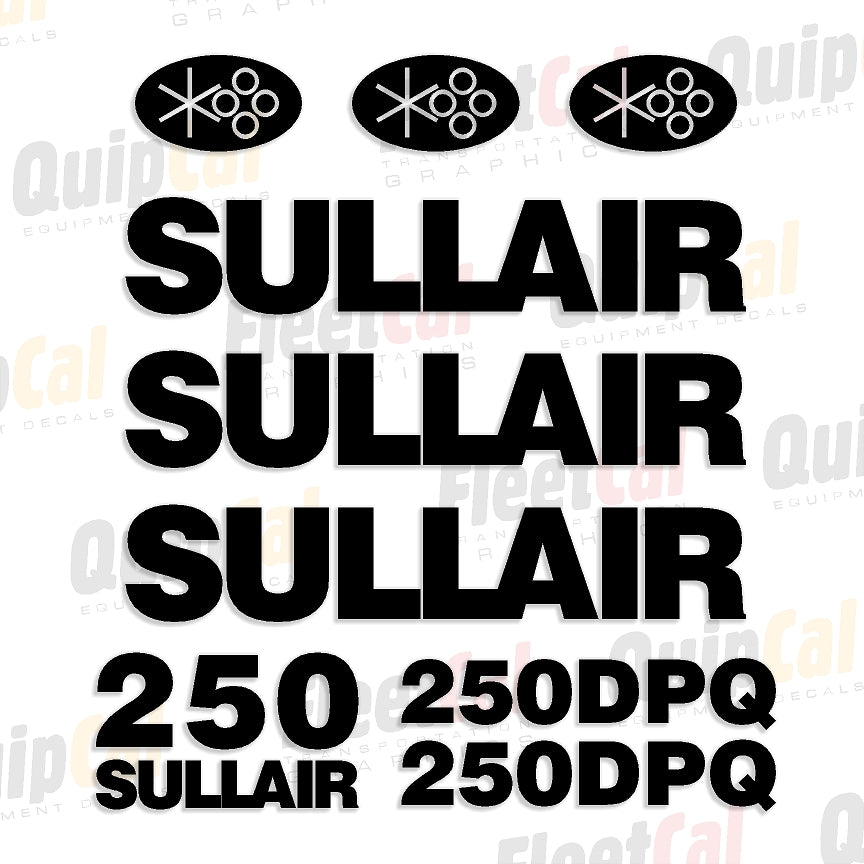 Sullair 250DPQ Air Compressor Decal Set