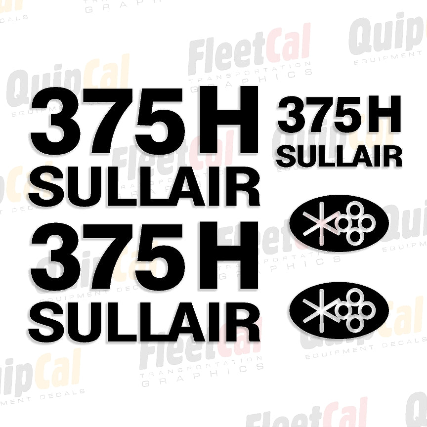 Sullair 375H Air Compressor Decal Set