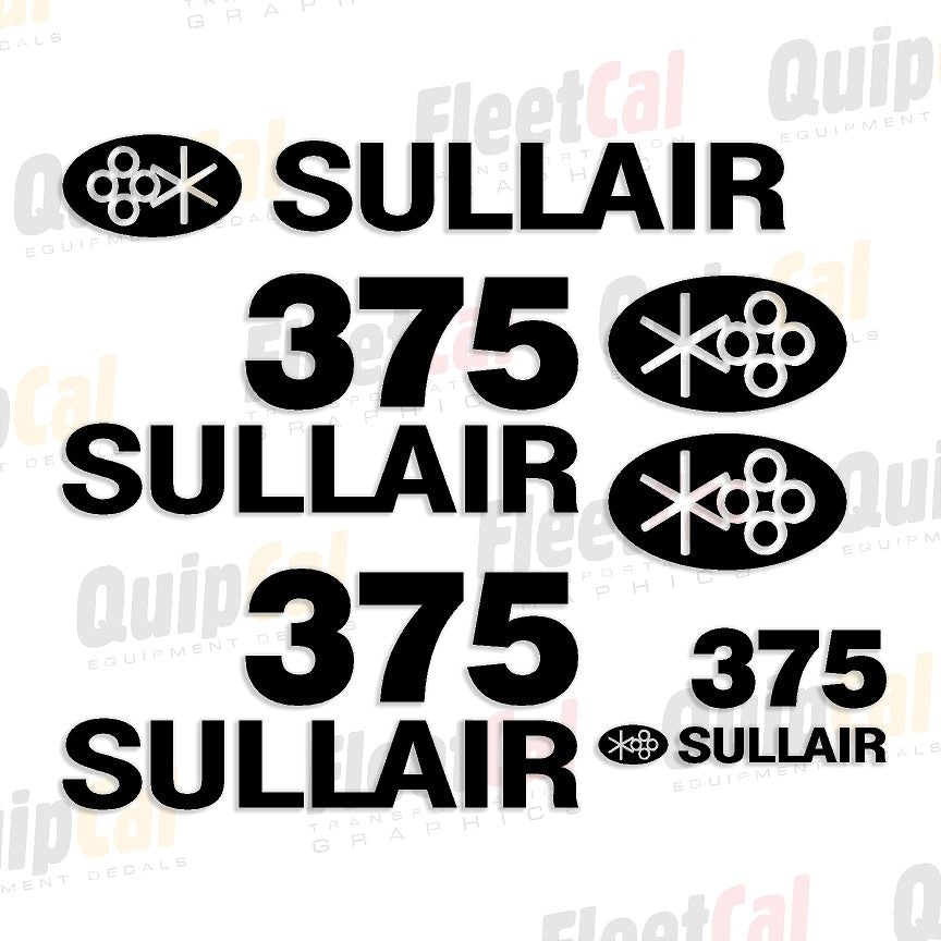 Sullair 375 Air Compressor Decal Set