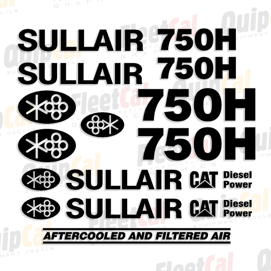 Sullair 750H Air Compressor Decal Set