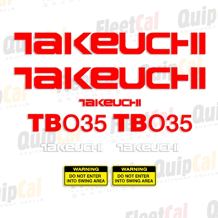 Takeuchi Excavator Decals