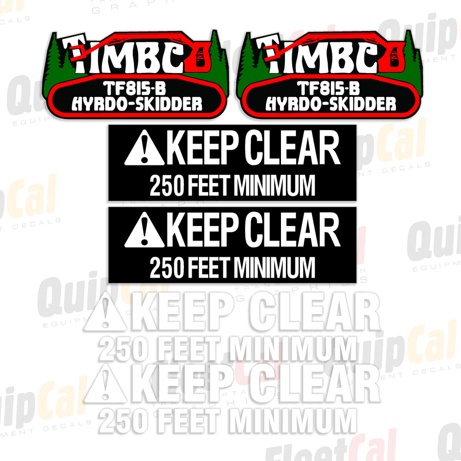 Timbco TF815-B Hydro Skidder Marking Decal Set