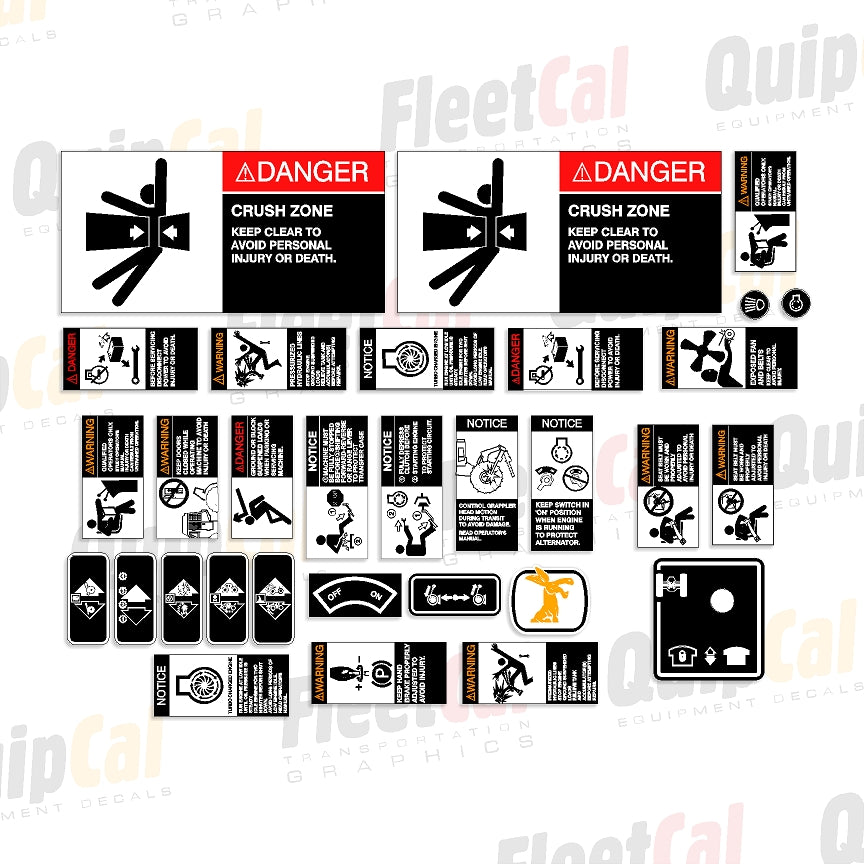 Timberjack Skidder Safety and Control Decal Set