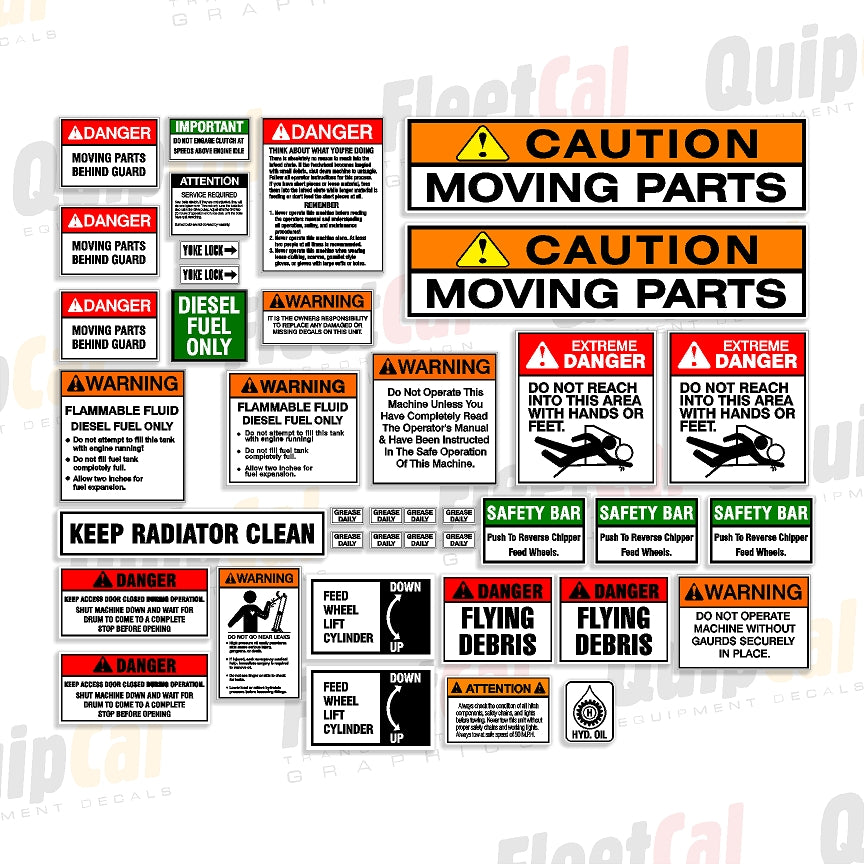 Woodsman / Terex Chipper Safety Decal Set